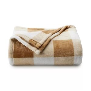 The Big One Tan Plaid Oversized Super Soft Plush Throw Blanket